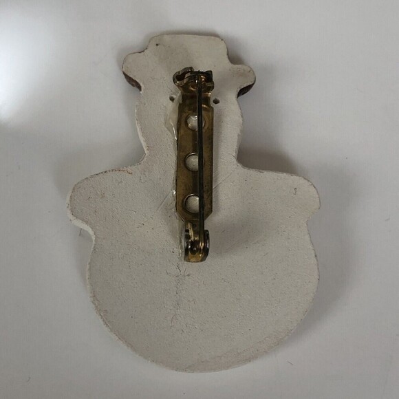 Christmas Snowman Bow tie Brooch Pin‎ Vtg - Picture 3 of 3